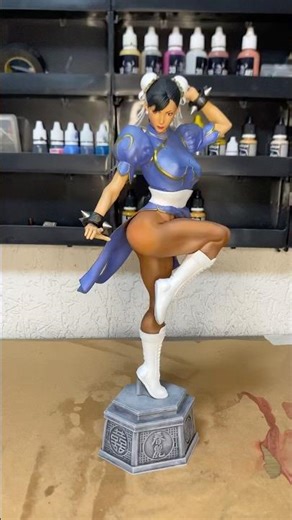 Pintura Chun-Li Street Fighter impressão 3D #3d #actionfigures #3dprinting #resinart #pintura #toys