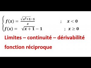 Dérivabilité , continuité et fonction réciproque : exercice corrigé.BAC2