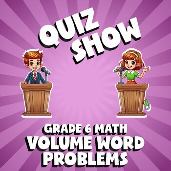 Volume Word Problems QUIZ SHOW Math Game - No Prep Grade 6 Review