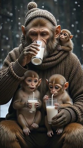 “A Mother’s Love 🐒 | Monkey Feeding Her Three Cute Babies 🍼❤️”