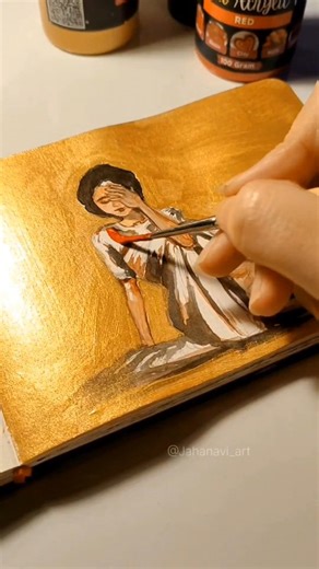 Jahanavi | Art | Red & gold combo never fails❤️✨ Metallic acrylic paintings from @oytra Sketchbook from @menorahcreatif #bornoninstagram #trending... | Instagram