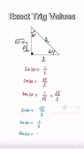 GCSE Maths: Exact Trig Values! Download the Flash Learning app now for access to thousands of revision resources, predicted and practice papers and daily group tuition! #maths #revision #gcse2024 #mathsrevision #mathsgcse #gcserevision