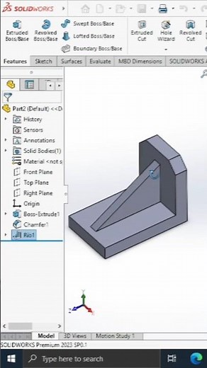 How to create Rib feature in solidworks #shorts #btech #3ddesign #3dmodel #viral