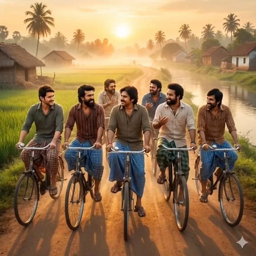 🥹UNITED TFI: Tollywood Superstars Living a Simple Village Life#TFI #AIArt #MaheshBabu #JrNTR