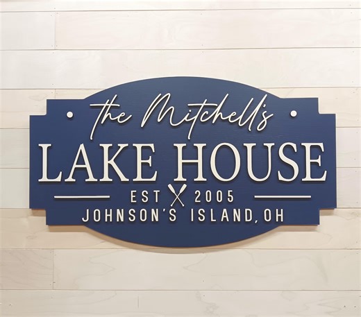 Customized Lake House Sign, Family Lake House, Lake House Decor, Lakehouse Gift, Family Name Est Sign, Housewarming Gift, 3D Wood Sign - Etsy