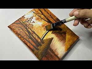 Autumn landscape painting/easy acrylic painting for beginners/#44 #acrylicpainting