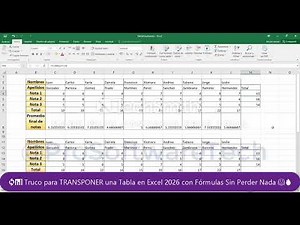 🔄📊 Truco para TRANSPONER una Tabla en Excel 2026 con Fórmulas Sin Perder Nada 😱🔥