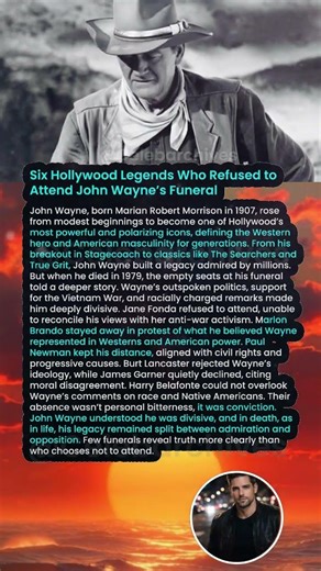 Six Hollywood Legends Who Refused to Attend John Wayne’s Funeral #shorts