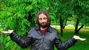 Man shows confusion sign. Gestures and Language of body