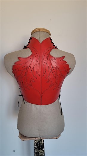 Red Leather Flame Bustier: Handmade Lace-up Corset Crop Top - Etsy UK