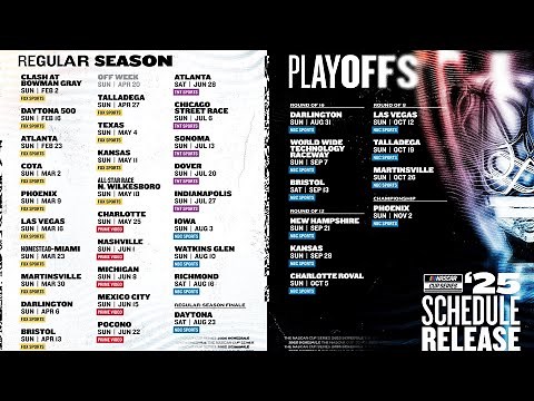 NASCAR releases the 2025 Cup Series schedule