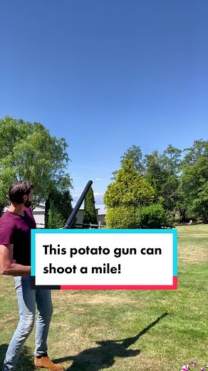 This Potato gun can shoot a mile! #potatogun #potato #farmfun #spud #yukongold #potatotok #farmtok