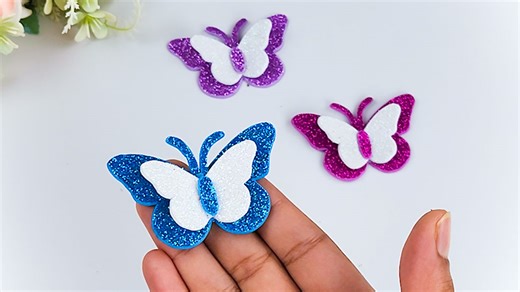 16K views · 168 reactions | Looking for a fun and easy craft project? Learn how to make a stunning glitter foam sheet butterfly with this simple step-by-step tutorial! Perfect for kids, beginners, or anyone who loves DIY crafts, this colorful butterfly is great for decorations, gifts, or school projects. | Colors Paper | Facebook