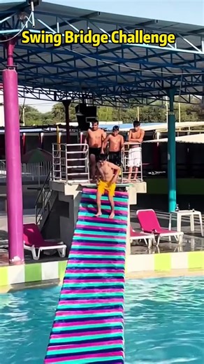 Swing bridge challenge #funny #foryou #prank #funnyvideos