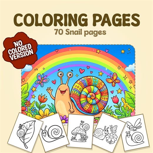 Snail Coloring Pages for Kids, Childrens Coloring sheets for Comic Book Lovers, Snails Lovers Bulk Coloring Pages Printable PDF