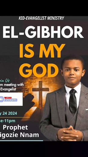 K.I.D EVANGELIST is inviting you to today's Zoom meeting. Topic: God of War, The El-Gibhor's Night Time: May 24, 2024 11:00 PM Africa/Lagos Meeting ID: 461 736 3403 Passcode: LORDJESUS #jesus #faith #healing #worship #miracle Kid Evangelist | Kid Evangelist