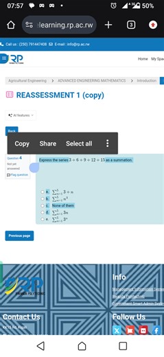 Express the series 3 + 6 + 9 + 12 + 15 as a summation.  a.  \su... | Filo