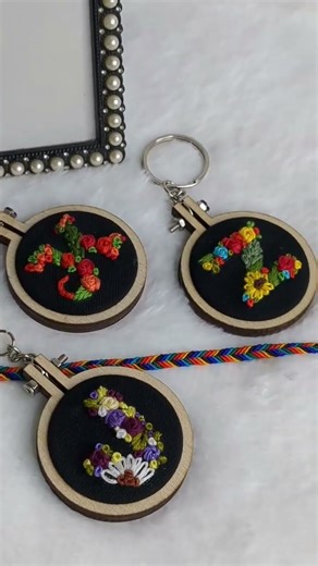 DIY Hand Embroidery Keychain | Cute Handmade Gift Idea 💖#keychain #handmadegift