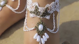 Watch Bellady 2 Piece White Ankle Bracelet Crochet Foot Jewelry for Women Barefoot Sandals on Amazon Live
