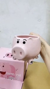 Cute Pink Pig Ceramic Coffee Mug 400ml - 3D Piggy Cup for Tea Milk, Cartoon Animal Mug Gift for Women Girls Holiday Birthday