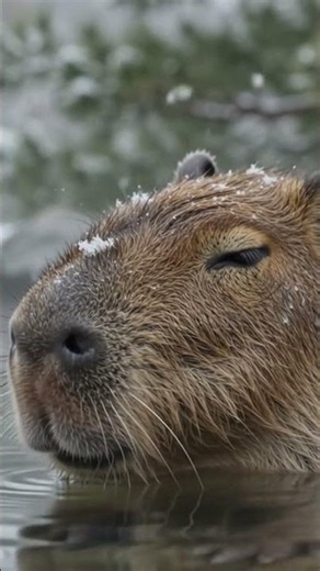 Snowy Onsen, Zero Worries 🧡 #capybara #relaxing