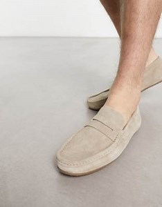 ASOS DESIGN driver loafers in stone suede | ASOS