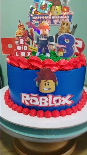 simple roblox cake with printed topper