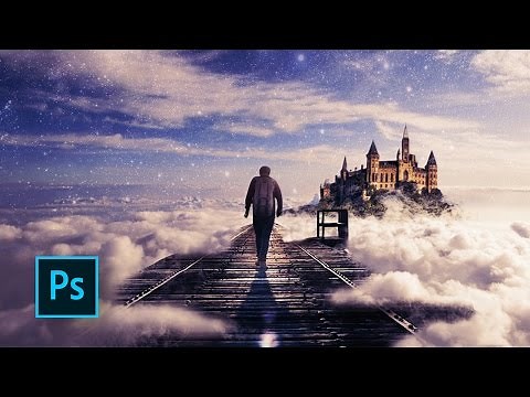 How to Make a Fantasy Photo Manipulation - Walking in the Clouds - Photoshop manipulation tutorials
