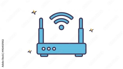 Modern Wi-Fi Router with Antennas Sending Wireless Signals with Alpha Channel - Technology Icon