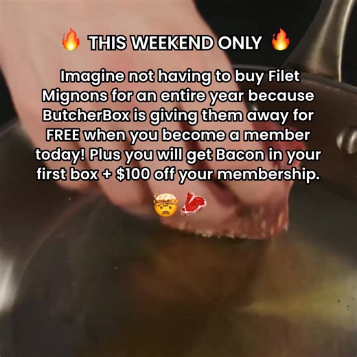 🚨Last Chance!🚨Get FREE 100% Grass-Fed, Grass-Finished Steaks for a YEAR Bacon in your first box $100 off and save up to $1,032* when you sign up with ButcherBox. | ButcherBox