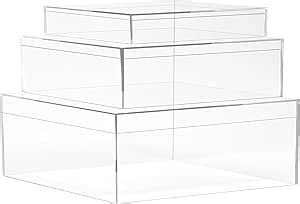 Clear Acrylic Box with Lid Display Box Plastic Square Cube Decorative Storage Boxes Acrylic Stand for Clear Display Buffet Risers