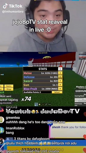 JujoBoTV Stats Reveal | Live Stream Blox Fruits Statistics