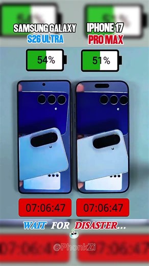 Samsung S26 Ultra vs iPhone 17 Pro Max 🔋 Battery Test – SHOCKING Result! 😳