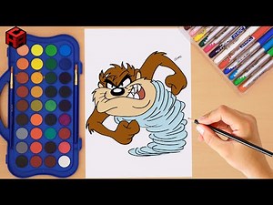 How to draw Tazz (Tasmanian Devil) Step by step | Looney Tunes