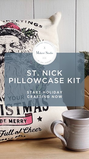 Get ready to cozy up this holiday season with our St. Nick Pillowcase Crafting Kit! 🎅 Create a beautiful DIY pillowcase that brings warmth and cheer to your space this holiday season. ⁠ ⁠ It's the perfect project to add a touch of festive magic to your home! ❤️⁠ Shop our Holiday Kits here! https://amakersstudio.com/pages/kits-landing-page | A Makers' Studio