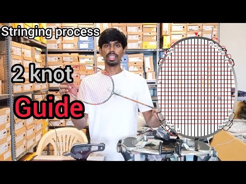 I did 2 knot || Badminton stringing process of a racket 🏸.