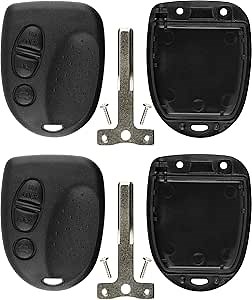 KeylessOption Keyless Entry Remote Car Key Fob Uncut Key Blade Shell Case Cover for Pontiac GTO (Pack of 2)