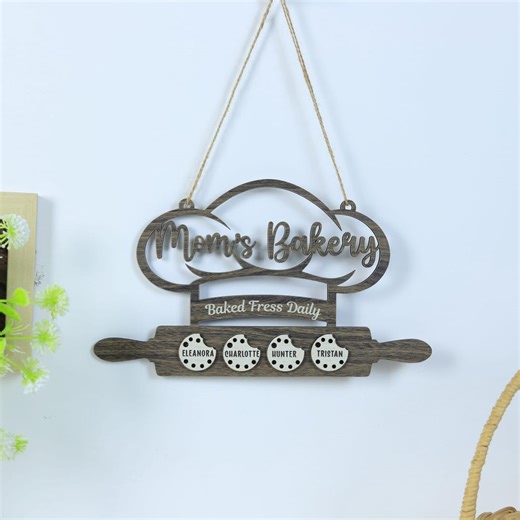 Personalized Mom’s Bakery Wooden Sign, Custom Engraved Kitchen Decor, Baking Lover Gift, Grandma Kitchen Sign, Farmhouse Bakery Wall Decor - Etsy
