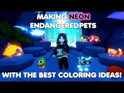 Making ALL the neon ENDANGERED PETS & Sharing the BEST coloring ideas in Adopt me!