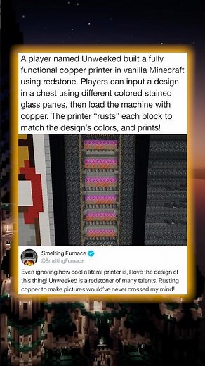 A player named Unweeked built a fully functional copper printer in vanilla Minecraft using redstone