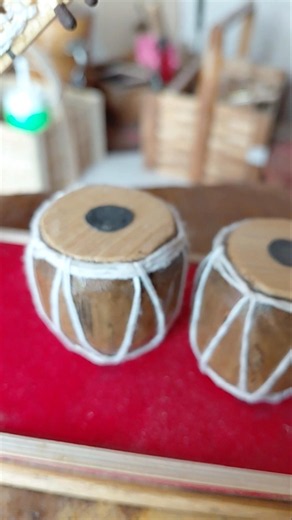 bamboo handmade Sitar and tabla music instrument miniature