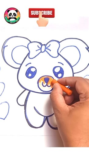 🧸 Draw & Color a Cute Teddy Bear in 1 Minute! 😍 #shorts
