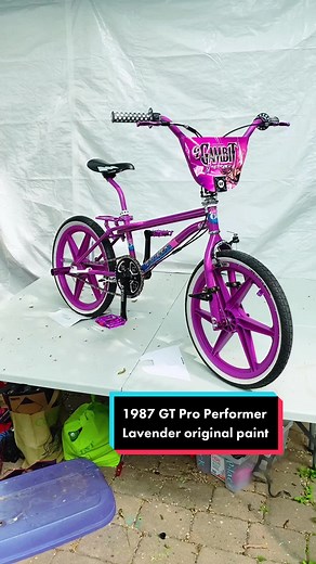 1987 GT Pro Performer freestyle BMX bike in Lavender color. #gtbikes #gtbmxfreestyle #durothethird @Durothethird / 80s BMX / Art