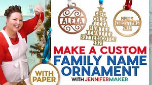 🎁 Today's Merry Maker Mingle project #19 Make a Custom Family Name Ornament. 🎄🎅🔔 You can craft along with me as I give you the step-by-step instructions to creating your very own Family Name Ornament. To get notifications of projects, links to downloadable resources, and entries to the 25 days of giveaways, register at MerryMakerMingle.com! Get the tutorial and free SVG files on my blog.❤️ 👉https://jennifermaker.com/custom-family-name-ornament/ | JenniferMaker.com