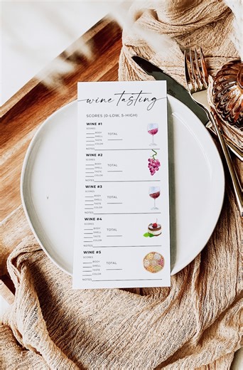 Wine Tasting Cards, Wine Tasting Score Sheet Template, Whine Tasting Note Card, Instant Download, Fully Editable, Canva - Etsy