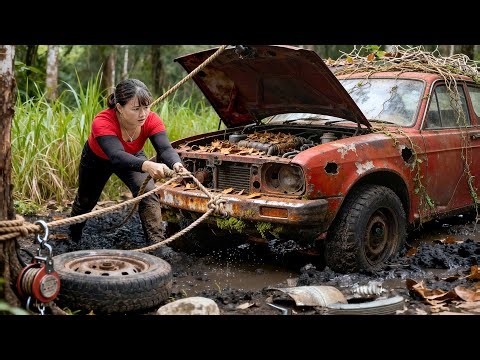 Abandoned Car Restoration: Full Engine Repair & First Startup | New Blacksmith Girl