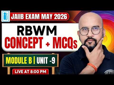 JAIIB 2026 | JAIIB RBWM Module B | JAIIB RBWM Unit 9 Important MCQs | by Bhaskar Sir