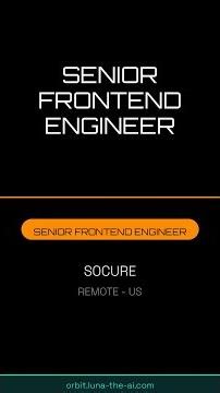 Senior Frontend Engineer at Socure | Remote | Now Hiring