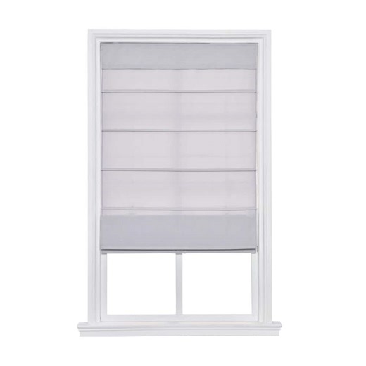 Check The Home Depot's Q&A Before Buying: Home Decorators Collection Dove Gray Cordless Light Filtering Lined Fabric Roman Shade - 35 in. W x 64 in. L