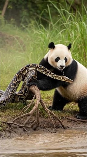 Savage Jungle Fight: Panda vs Snake #shortvideo